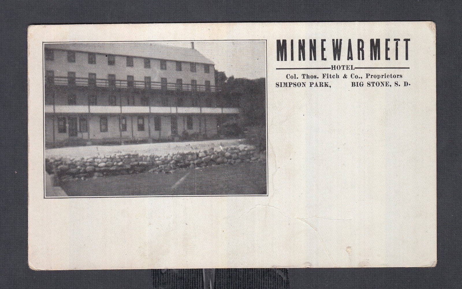 USA circa 1910 MINE WARMETT UNUSED POSTCARD BIG STONE SOUTH DAKOTA eBay