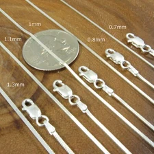 Solid Genuine 925 Sterling Silver Italian Flexible SQUARE SNAKE Chain Necklace