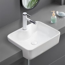 2025 Ceramic Semi-recessed Vanity Sink Basin Washbasin Countertop Bathroom Sink
