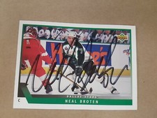 Neal Broten Upper Deck Stars Autograph Card Signed Hockey 109 1993