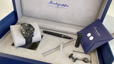 SET GEMELLI PENNA OROLOGIO MONTEGRAPPA NERO UNO LIMITED NUOVI 100% ORIGINALI MSRP $4750