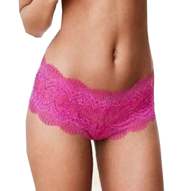 Victorias Secret Crochet Pink Lace Boy Short Panty LARGE