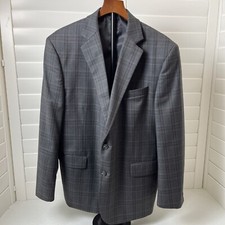 Stafford Men's Year Round Sport Coat Classic Fit Gray Brown Window Pane 46R