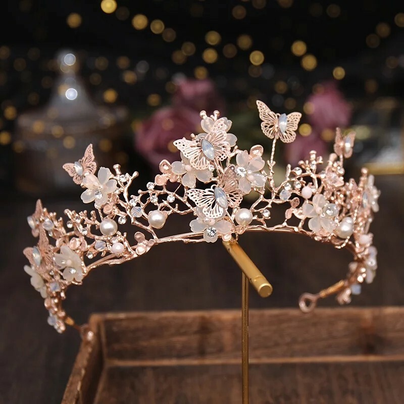 Queen Pageant Crown Headband butterfly pink Amazon.com : Yean Light up Butterfly Crown Flower Fairy  main image 3