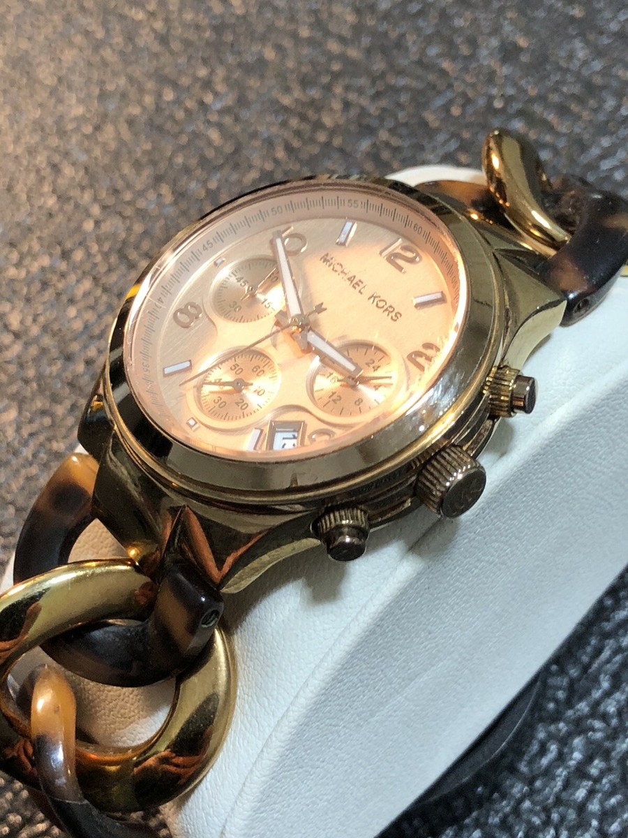 Michael Kors Women's Watch MK-4269 Rose/Gold-Tone Tortoise Chrono