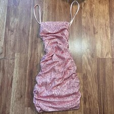 Fashion Nova Dress Hot Pink Y2K 90s Sexy Sequin Bodycon Mini Cocktail Gown