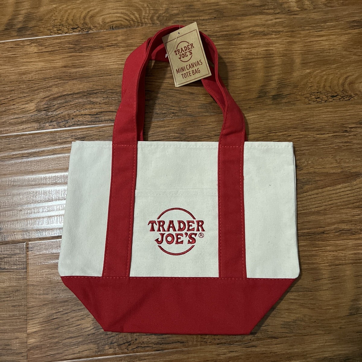 Trader Joe's Mini Canvas Tote Bag Red NEW | eBay