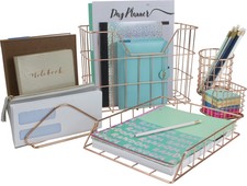 Desk Accessories Gold - 5 Piece Desk Accessories Set for Office Organization Gol