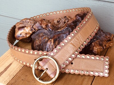 Michael Kors Brown Leather Belt With Brass Buckle Michael Kors Brown Leather Brass Buckle Belt Size Small 2  main image 3