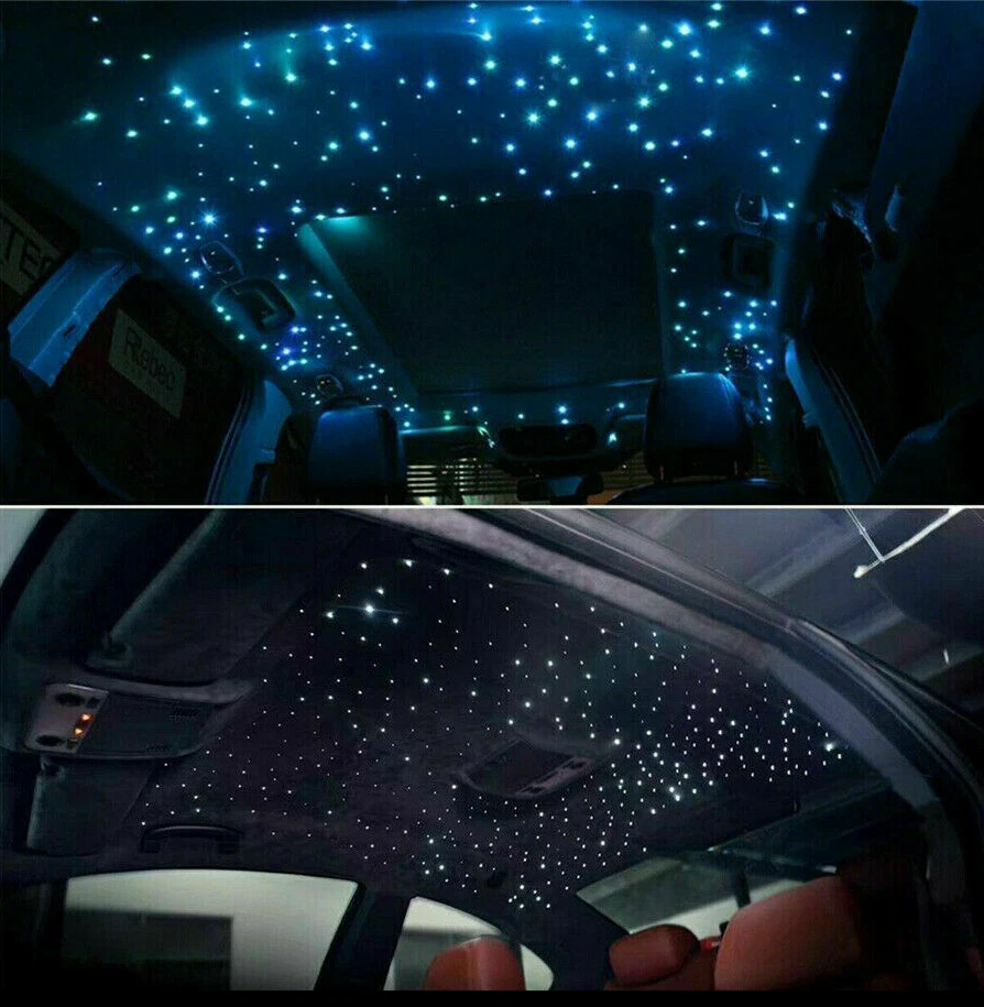 450Pc RGB LED Car Headliner Roof Star Light Kit Projector Fiber Optic Thread App - Image 4 of 4