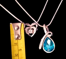 Two Crystal Pendant Necklaces With 20" 925 Silver Chains.