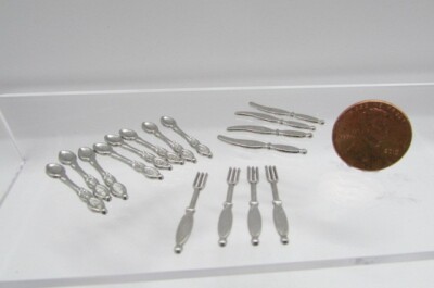 Dollhouse Miniature Silverware Set 16 Pieces Metal IM65175 | eBay