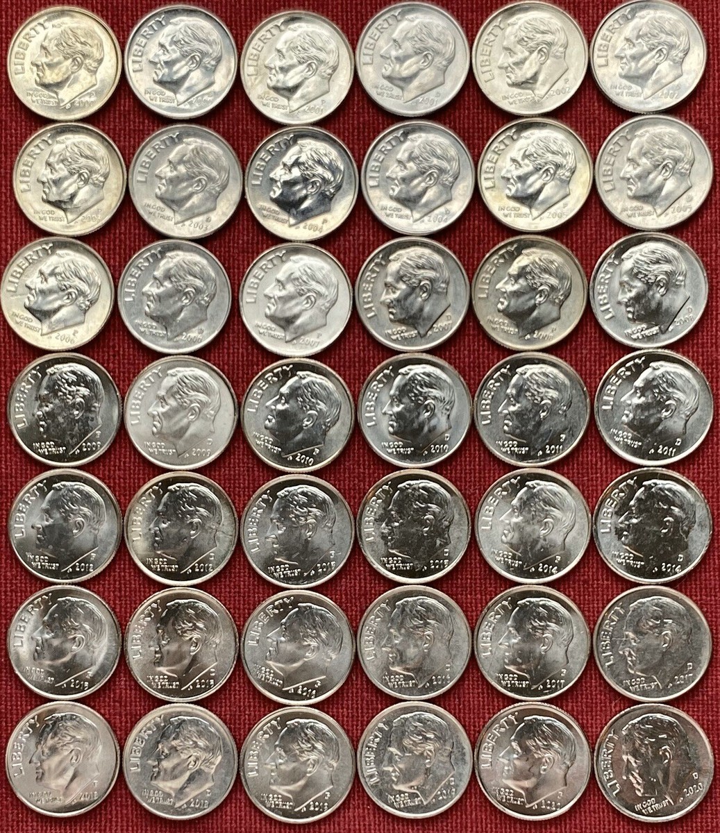 Roosevelt Dime Set 2000 - 2025 P/ D BU Complete Set Of 52 BU