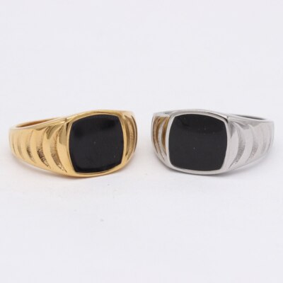 Fashion Simple Cold Wind Black Drip Oil Stainless Steel Rings Size 7-11