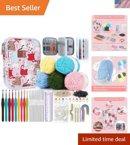 Beginner Yarn for Crocheting and Knitting-Crochet Kit for Beginners Adults Ki... - Bild 1 von 8