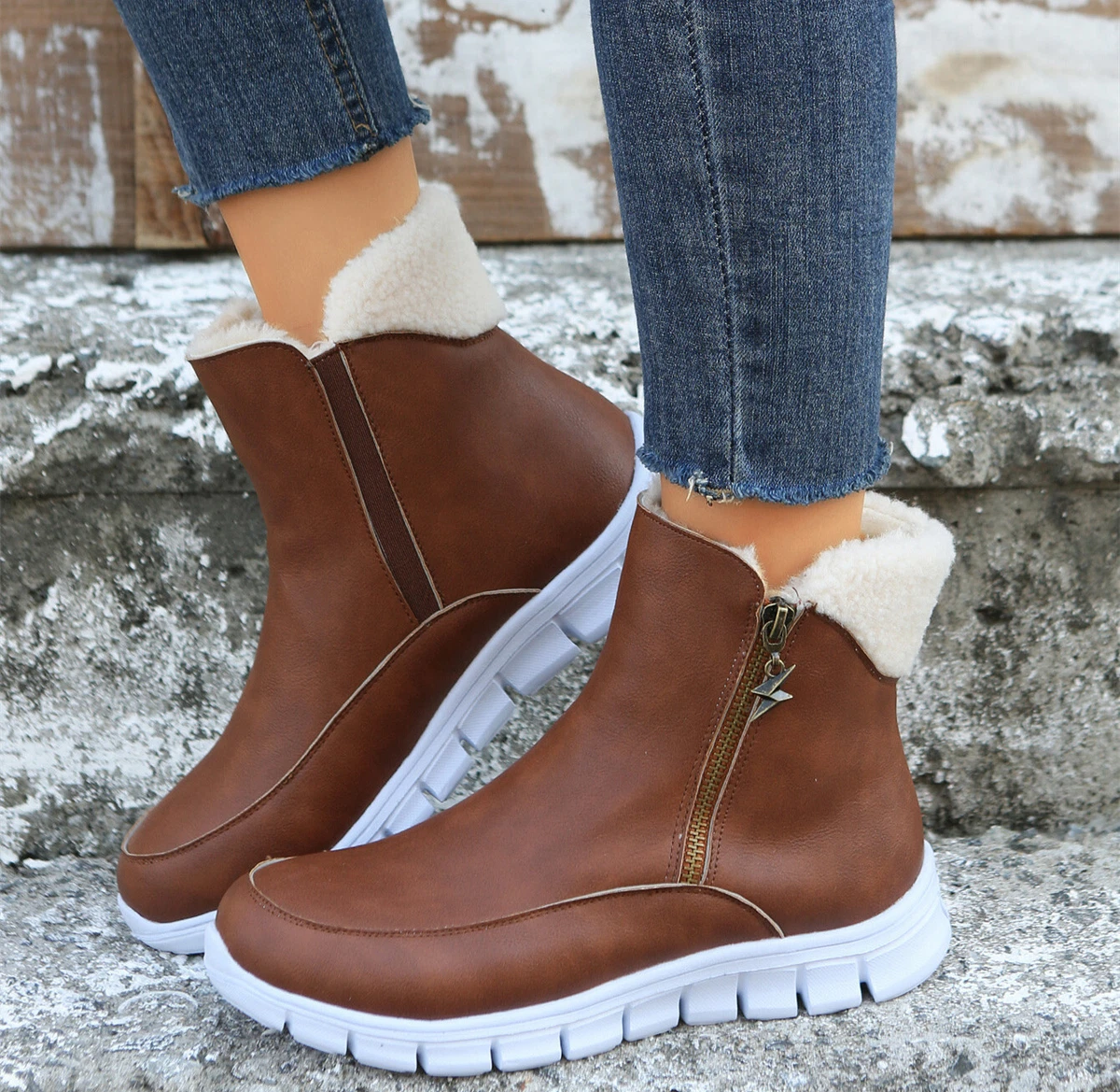 Flat leather boots womens sale
