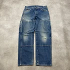 Dickies Carpenter Jeans Mens 34" Double Knee Workwear Loose Pants, Blue