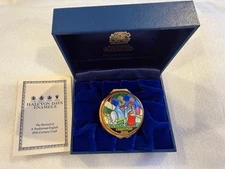 Halcyon Days Enamel-2003 Christmas Box, Enameled Pill Box Baby Jesus On Donkey