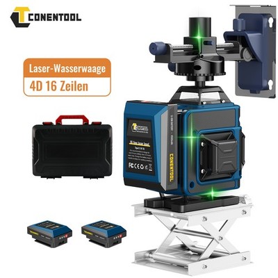 NEU 16 Line Laser Level Wasserwaage 4D 360° Kreuzlinienlaser mit Koffer + 2*Akku