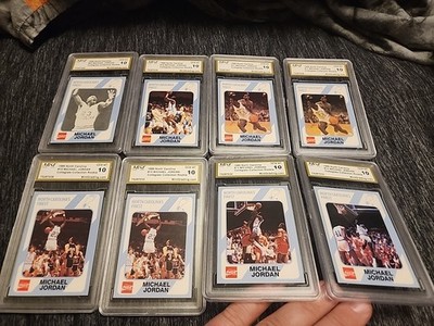 Michael Jordan 1989 North Carolina Collegiate 8-Card Collection Graded MGS 10