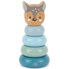 Bieco Mini Stapelturm Reh - Holz Steckpyramide für Kinder | Scandi-Chic Design