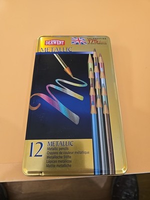 Derwent Metallic 12 Pencils Made in UK New Sealed. (B)