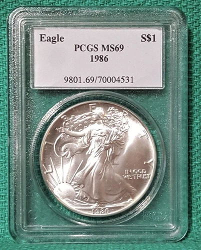1986 American Eagle 1oz. Silver $1 - PCGS MS69