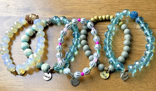 Erimish Armenian Bracelet Lot of 5 Stretch Multicolor Round Stack 7"