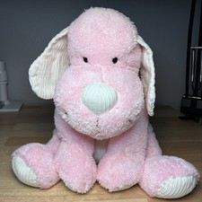 Toys R Us Pink Dog Plush 14  Cream White Corduroy Stuffed Animal Geoffrey 2016