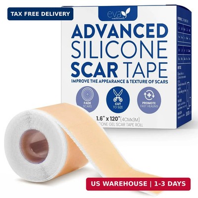 Medical Grade Silicone Scar Tape 1.6'' x 120'' - Reusable Sheets Roll for C Sectio