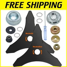 2 Pack 10" Weed Trimmer Blades with Universal Adapter Kit for Superior Cutting