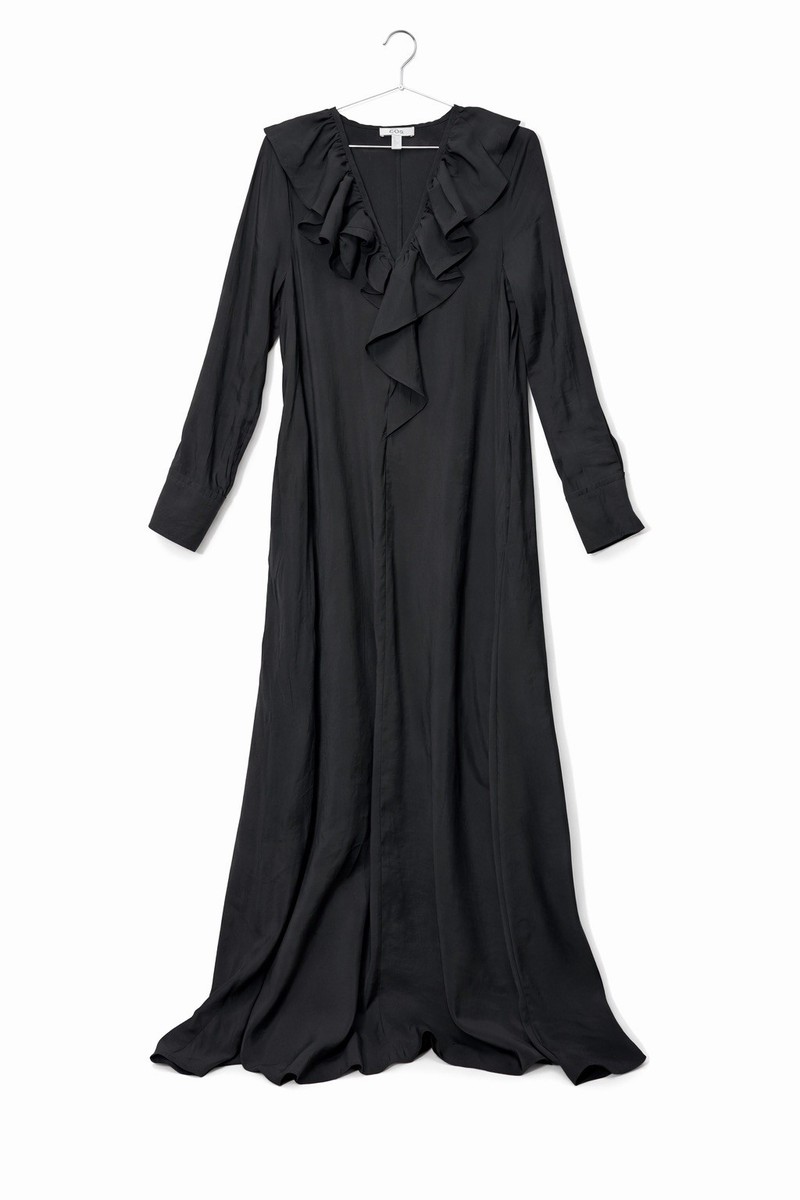 COS Black Ruffle Maxi Dress Womens 4 Long Sleeve Flowy Minimalist | eBay COS Black Ruffle Maxi Dress Womens 4 Long Sleeve Flowy Minimalist | eBay