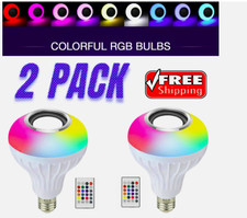 2PACK- Wireless Bluetooth Speaker E27 Bulb LED Light Music RGB Color Remote Lamp