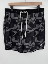 Vuori Cruise Boardshorts Mens 33 Black Swim Trunks Beach Surf Floral Print