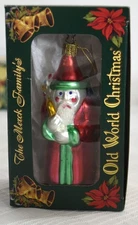 MERCK OLD WORLD CHRISTMAS SANTA Hand Blown Glass 5" Czech Rep Orig Box Hang Tag