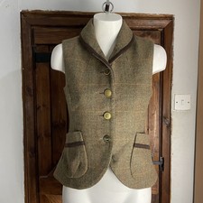 Joules Tom Joule Green Tweed Wool Hunting Races Beveryley Waistcoat UK 12