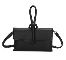 Ladies Knot Loop Faux Leather Clutch Bag Women Crossbody Strap Shoulder Handbag