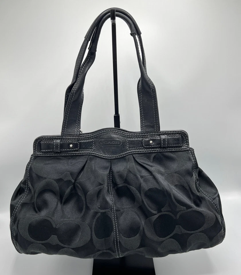 Coach Signature Sateen Garnet Satchel Shoulder Bag Silver/Black No F13906 - Image 2 of 4