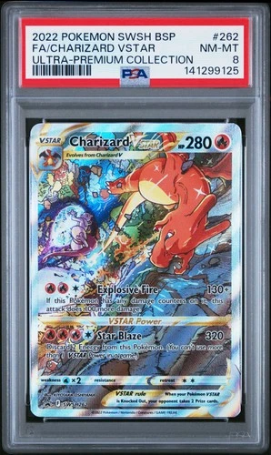 2022 POKEMON SWSH BLACK STAR PROMO #262 FULL ART/CHARIZARD VSTAR PSA 8