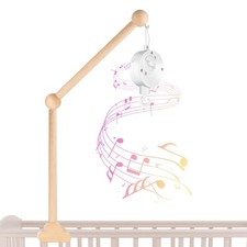 Crib Mobile Arm with Rotating Music Box, Wooden Mobile Holder for Crib, 23 In...