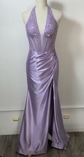 Stacees Mermaid Sheer Corset Prom Pageant Dress Formal Trainl Lilac Sequins
