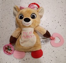 My 1st Clarice Plush Baby Toy, Rudolph the Red-Nosed Reindeer 10", Teeth Rings