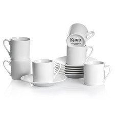 Klikel Espresso Cup And Saucer Set - White Cappuccino Demitasse - Small Coffee