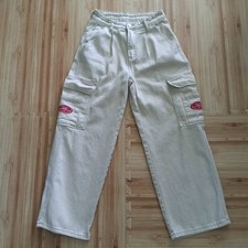 Y2K Wake Jeans Baggy Cargo Tan Denim Shein Carpenter Skater Petit XXS 24"W 23" L