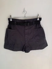 Isabel Marant Rike shorts 42 UK 14 high waist belted black canvas utility
