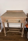 Rare Maple And Company Washed Pickled Oak Side Table Antique Carved