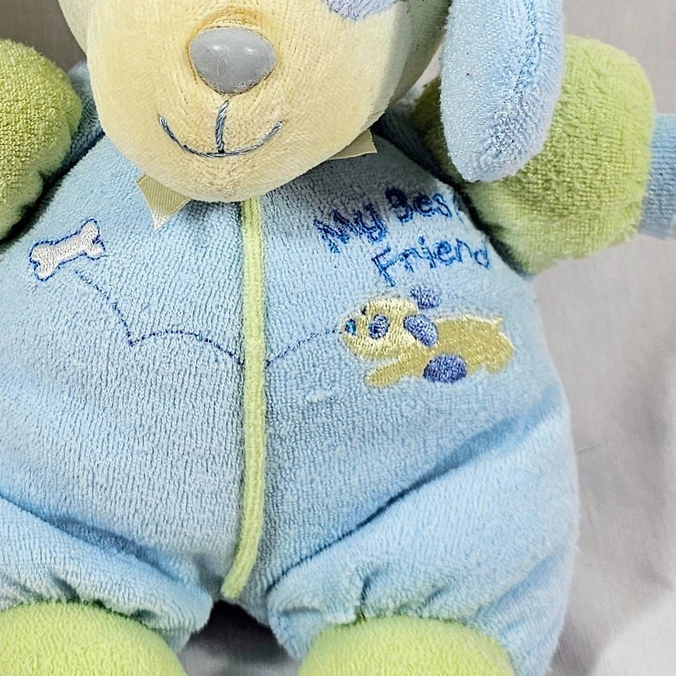 CARTER'S STARTERS - MY BEST FRIEND Peluche Perro Cachorro Azul/Amarillo 9" - Juguete Sonajero Foto 2 de 3