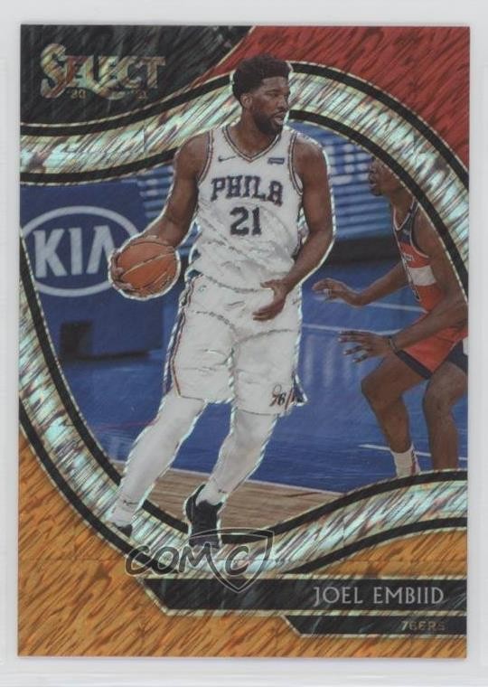 2020-21 Panini Select Courtside Red White Orange Shimmer Prizm Joel Embiid 1k90