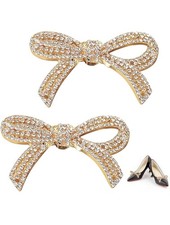 2 PCS Crystal Shoe Clips - Gold Rhinestone Decoration Detachable Classic