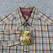 Robert Graham Shirt Mens Medium Colorful Long Sleeve Button Up City Designer